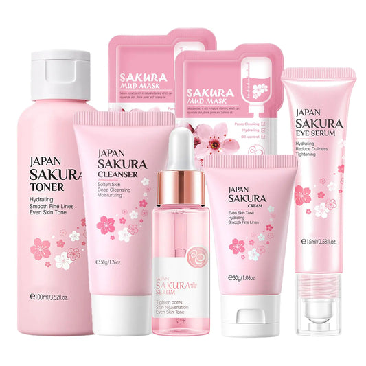 Sakura Skincare Luxury Gift Set – 7-Piece Cherry Blossom Kit for Her