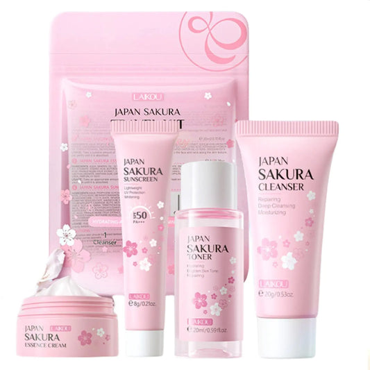 Japanese Sakura Radiance Travel Skincare Set – 4PCS Luxury Kit